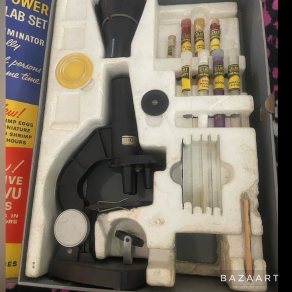 Vintage 1958 Gilbert 13024 Microscope And Lab Set Pyrex - Picture 4 of 5